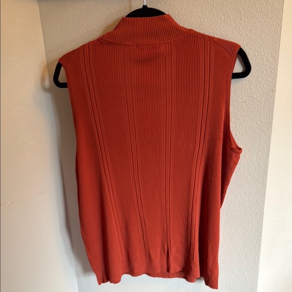 Sleeveless Ribbed Knit Sweater - Rust - Picture 3 of 5